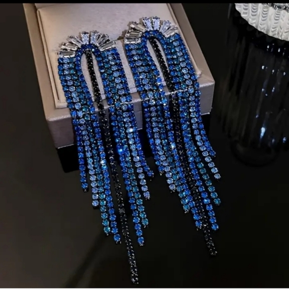 925 Silver Needle - Zircon Tassel Earrings - Picture 4 of 5